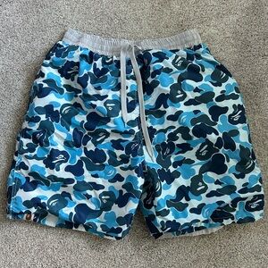 Size S - A Bathing Ape Bape Reversible Camo Shorts Blue and Gray